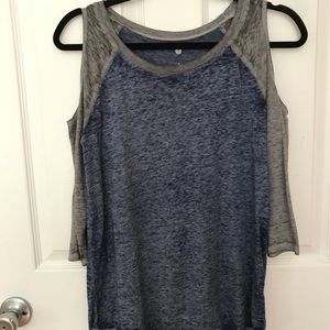 Blue Long Sleeved Shirt with Gray sleeves